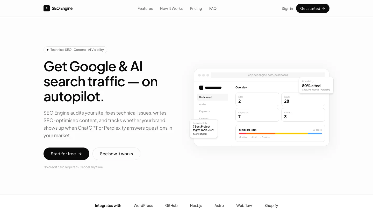 SEO Engine homepage